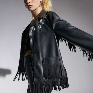 NWOT Arden Faux Leather Western Fringe Jacket by Urban Outfitters
